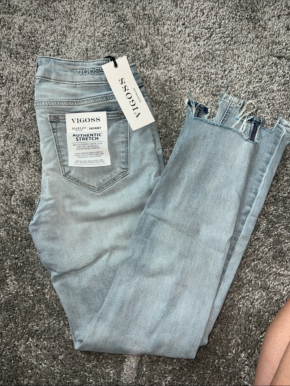 Vigoss Light Wash Marley Skinny Jeans with Frayed Hem
